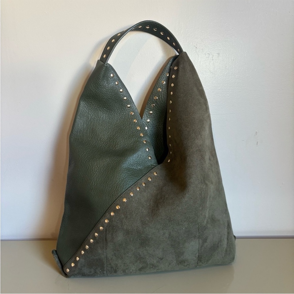 Beautiful Shiraleah Ryker Hobo.  Dark green vegan leather. Grommet detail.